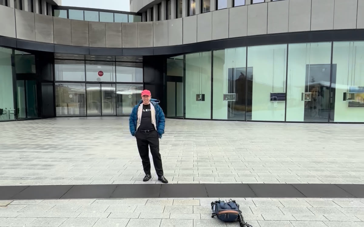 Laurence Balter standing outside Leitz Park in Wetzlar, Germany